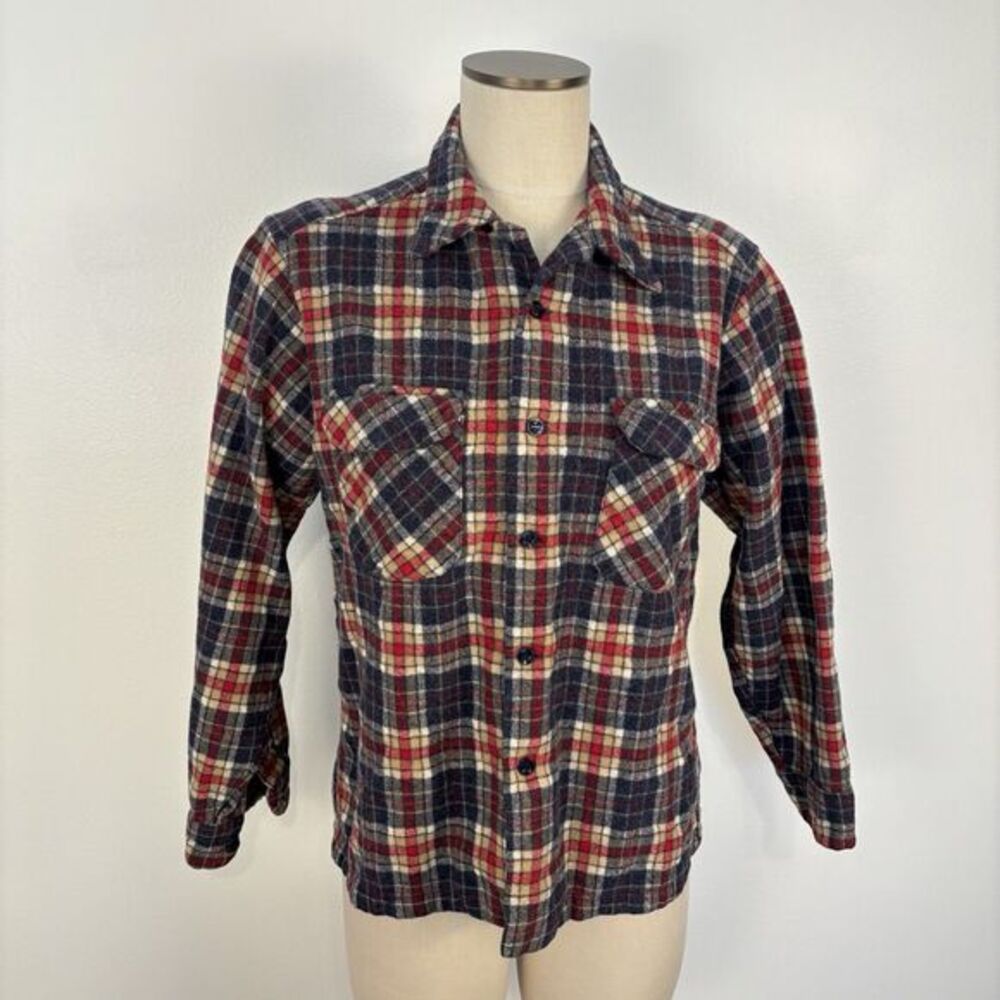 VTG Pendleton Unisex Large (42" bust) Plaid Tartan Button Wool Shirt Top